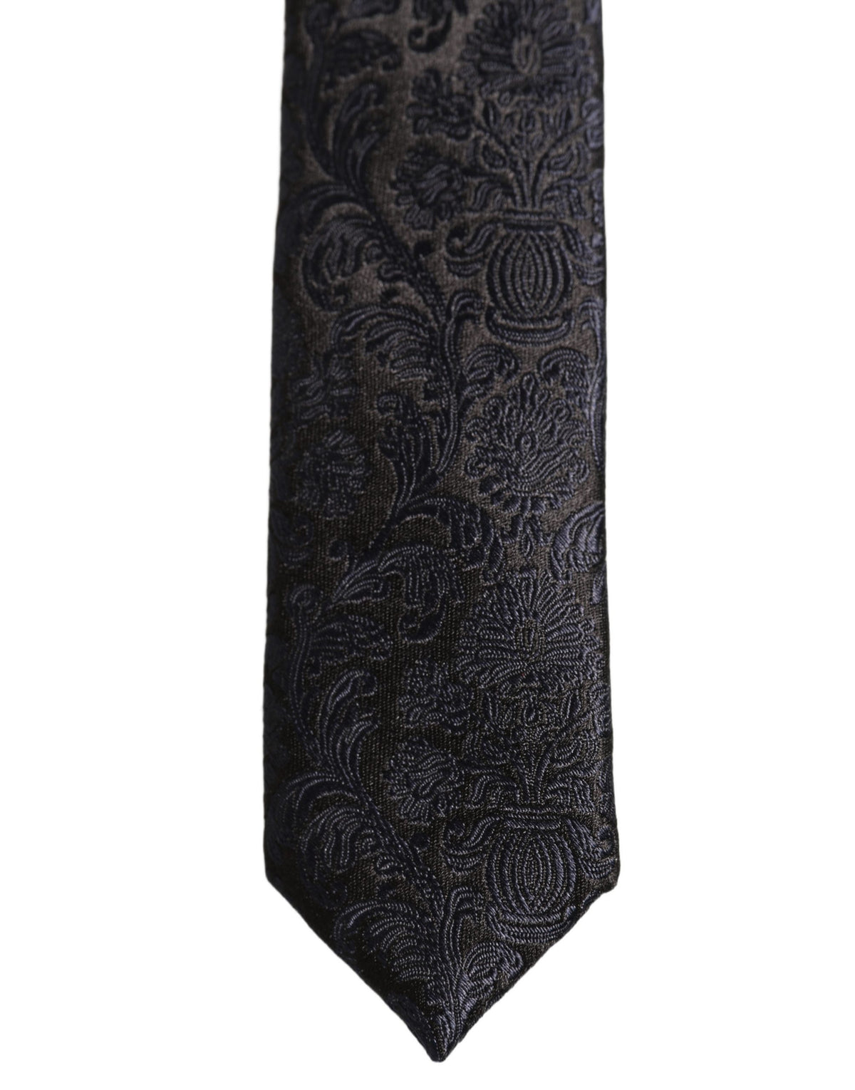 Dolce & Gabbana Men Dark Blue Floral Jacquard Adjustable Tied Necktie Tie