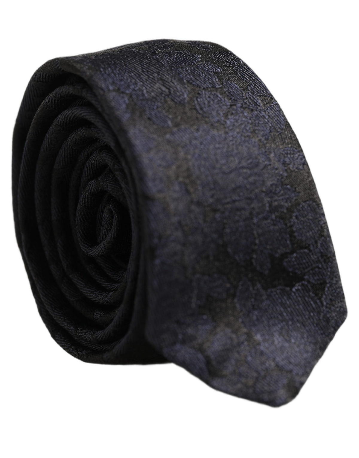 Dolce & Gabbana Men Black Floral Jacquard Adjustable Tied Necktie Tie