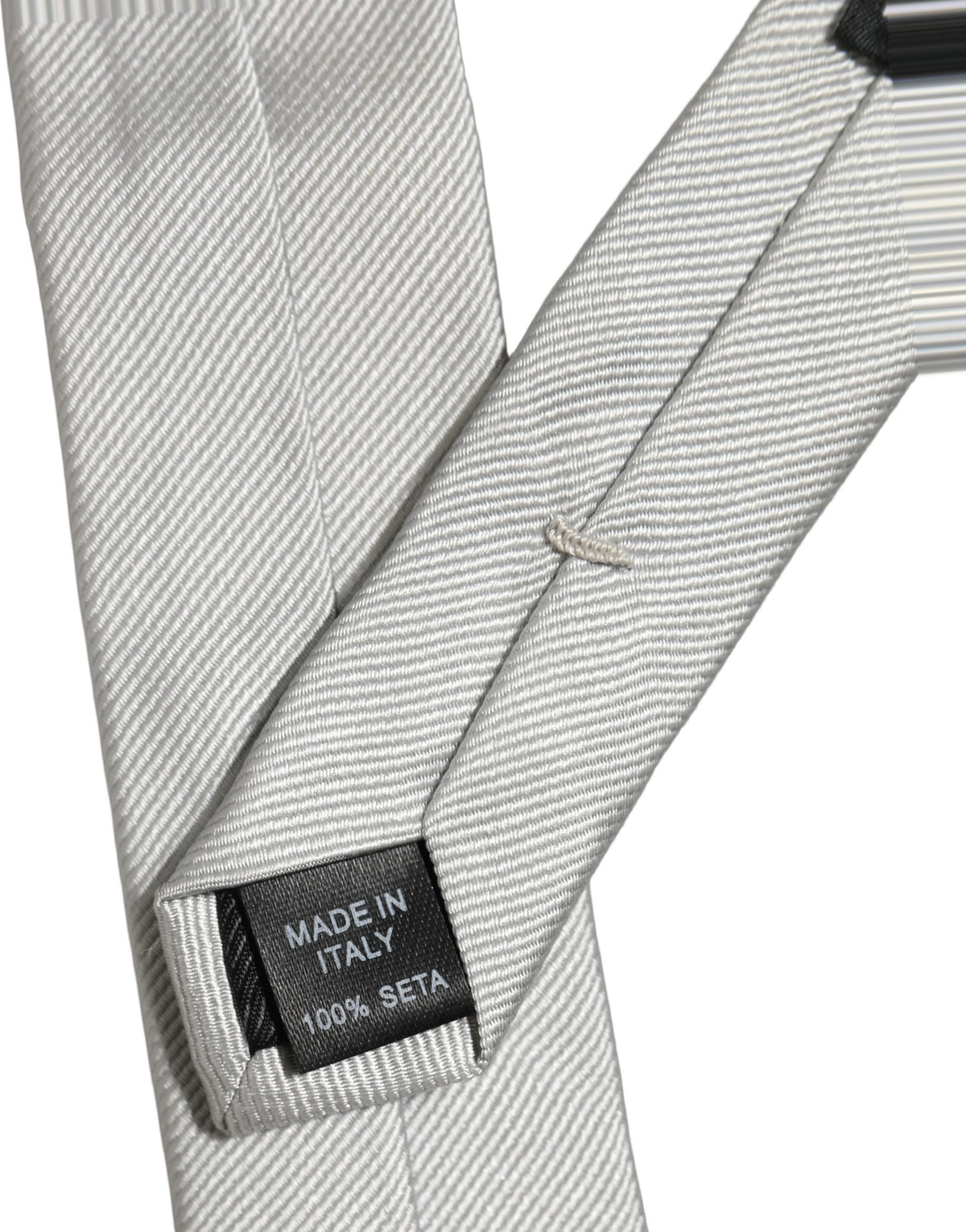 Dolce & Gabbana Men Light Gray Textured Silk Adjustable Tied Necktie Tie