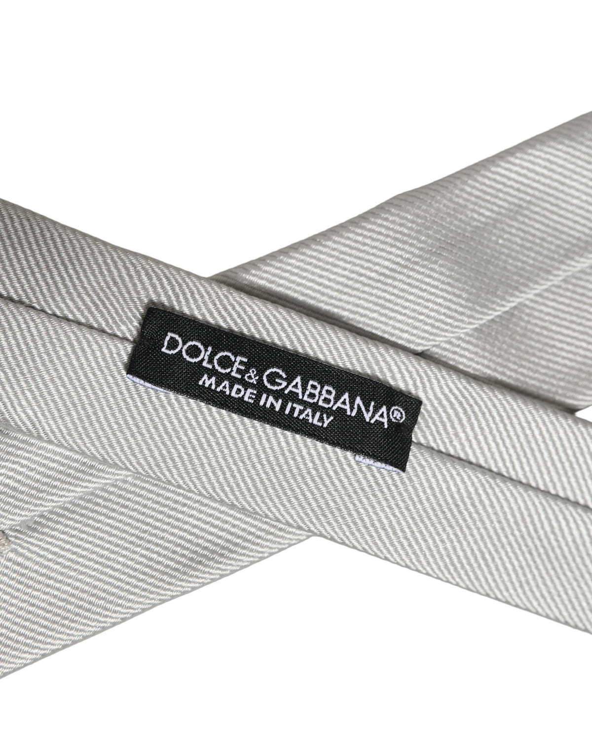 Dolce & Gabbana Men Light Gray Textured Silk Adjustable Tied Necktie Tie