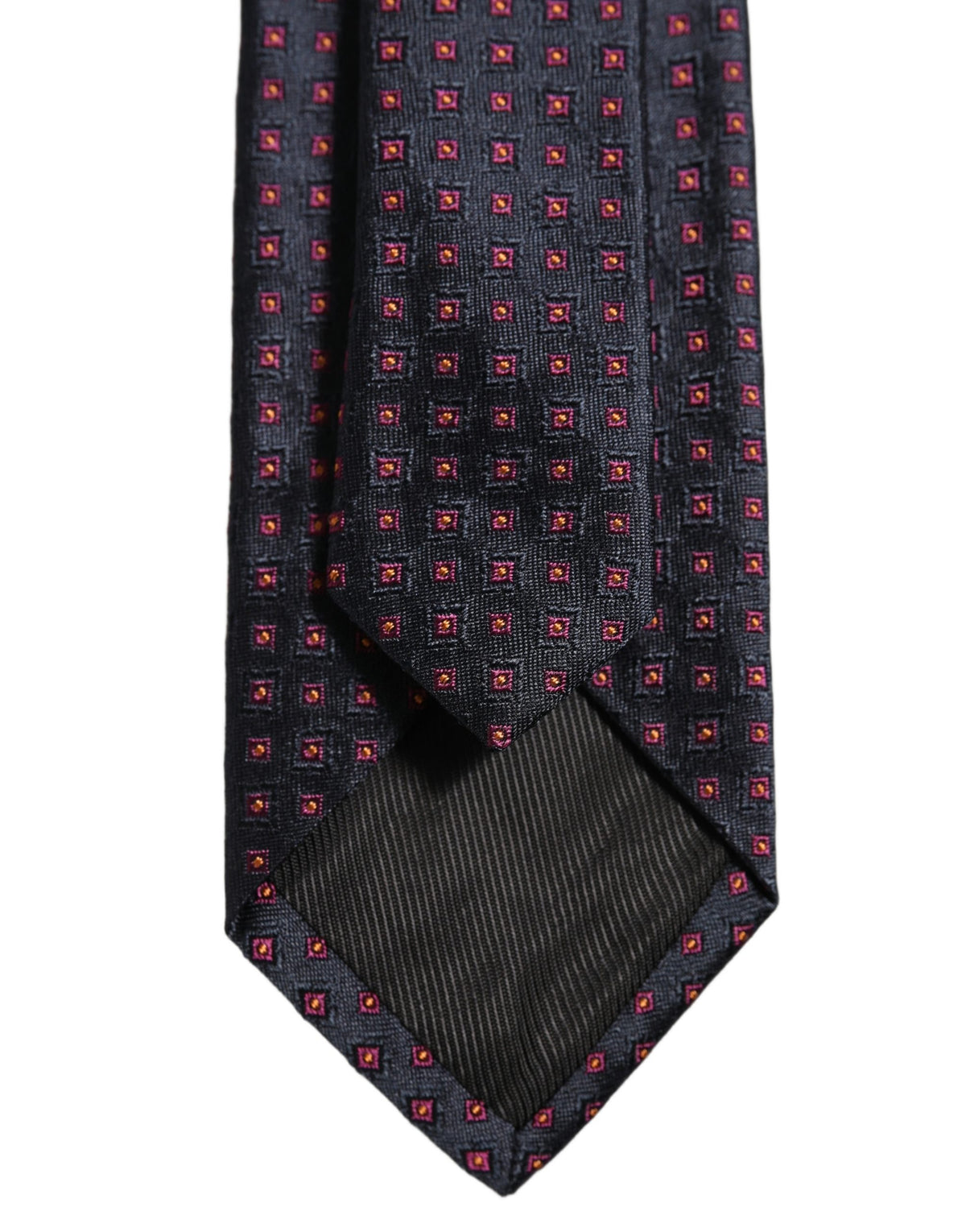 Dolce & Gabbana Men Dark Blue Geometric Silk Adjustable Tied Necktie Tie