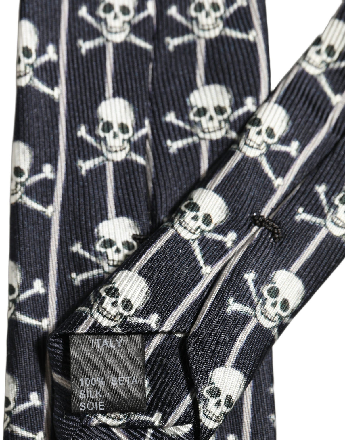 Dolce & Gabbana Men Black Silk Skull Fantasy Adjustable Tied Necktie Tie