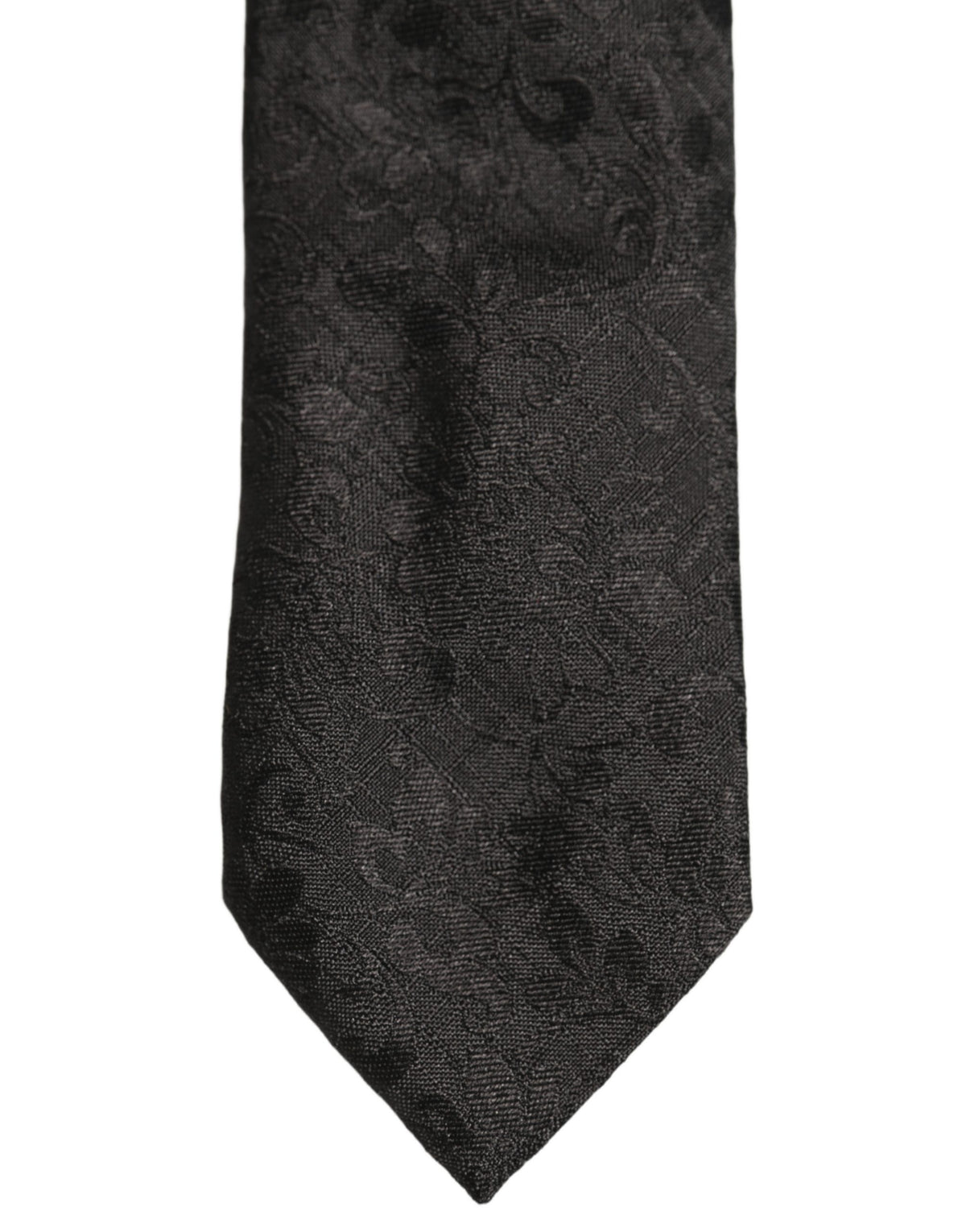Dolce & Gabbana Men Black Silk Tonal Floral Adjustable Tied Necktie Tie