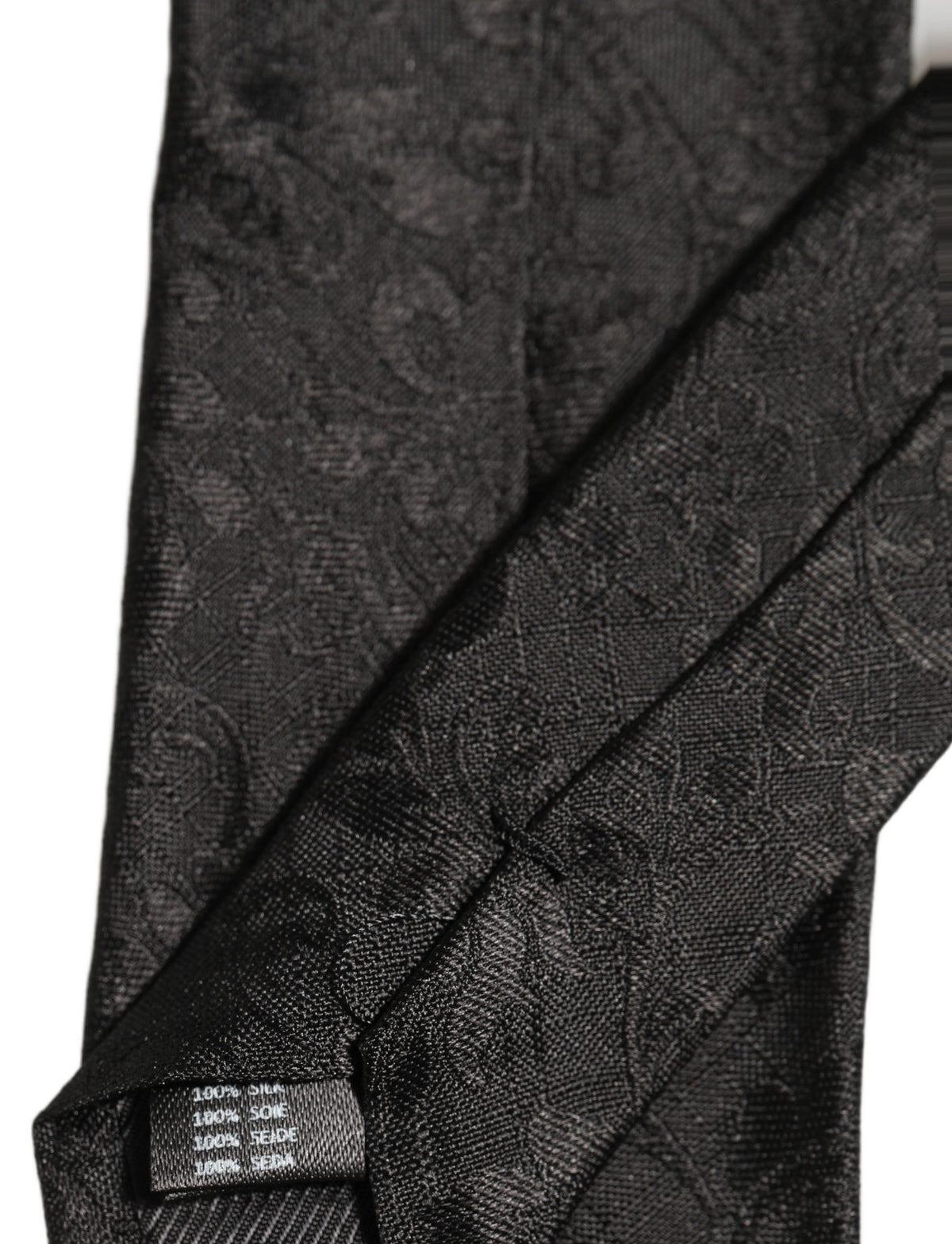 Dolce & Gabbana Men Black Silk Tonal Floral Adjustable Tied Necktie Tie