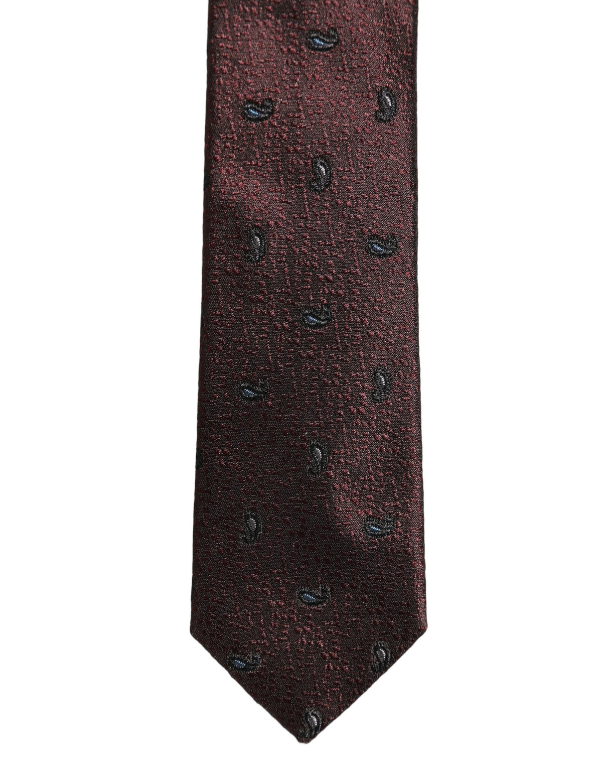 Dolce & Gabbana Men Burgundy Silk Paisley Adjustable Tied Necktie Tie