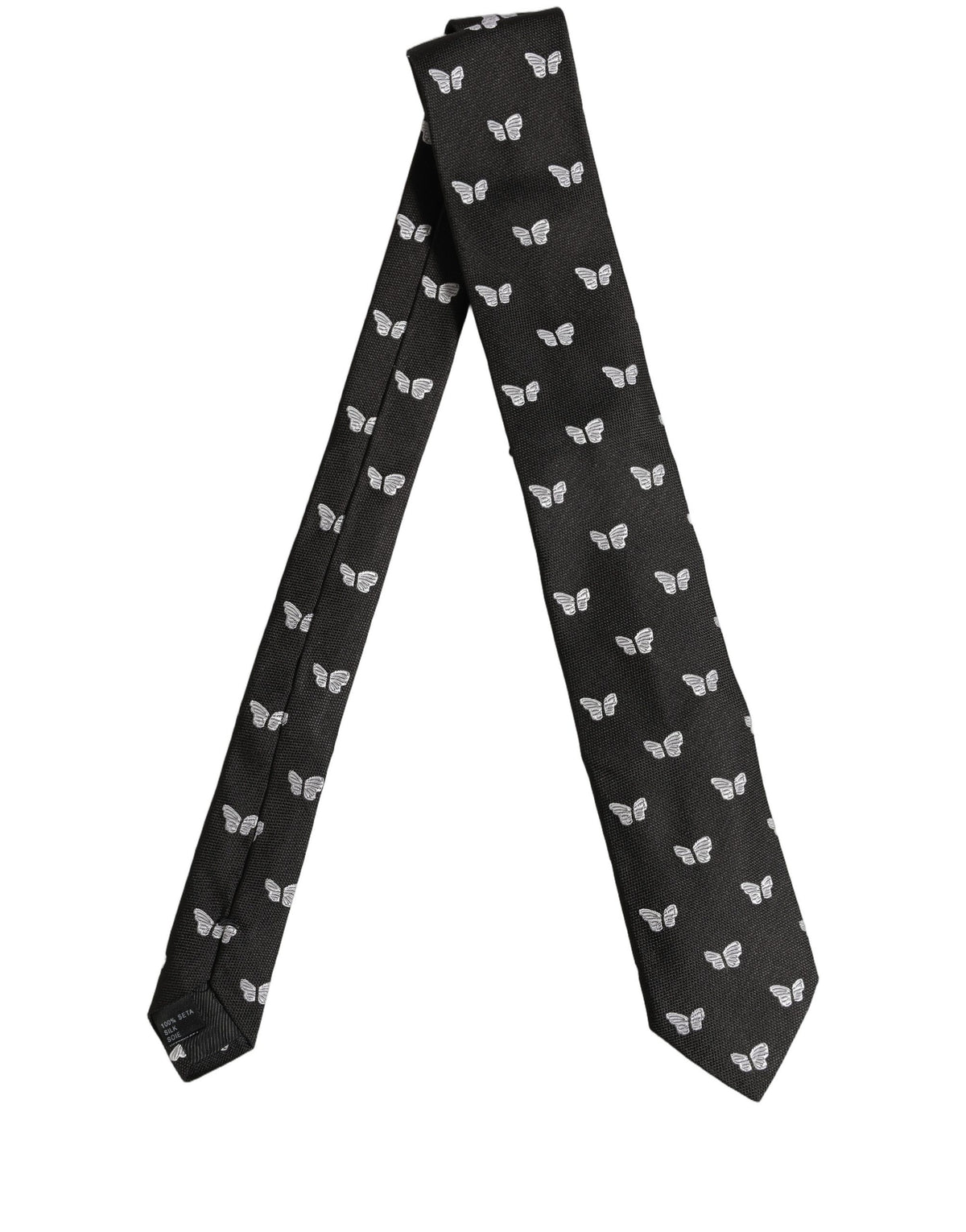 Dolce & Gabbana Men Black Silk Butterfly Adjustable Tied Necktie Tie