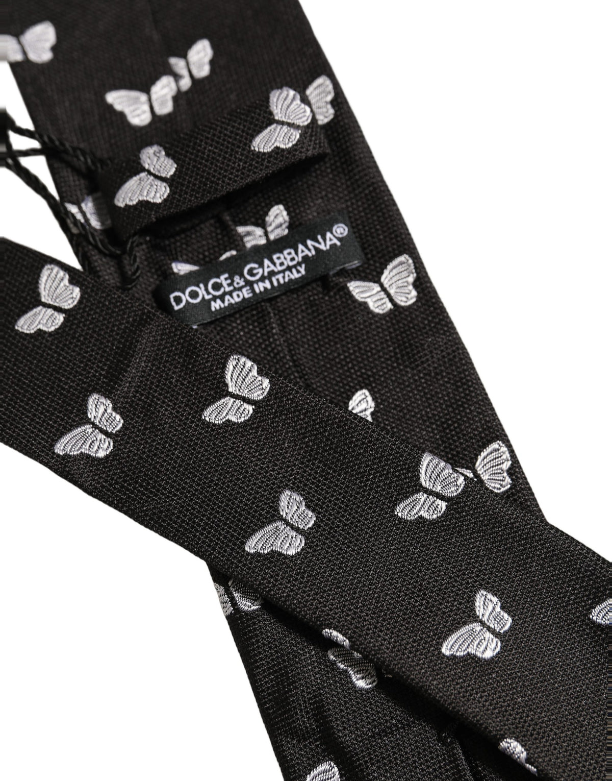 Dolce & Gabbana Men Black Silk Butterfly Adjustable Tied Necktie Tie