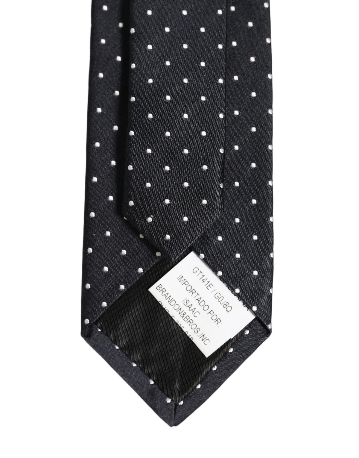 Dolce & Gabbana Dark Blue Silk Polka Dot Adjustable Tied Men Necktie Tie