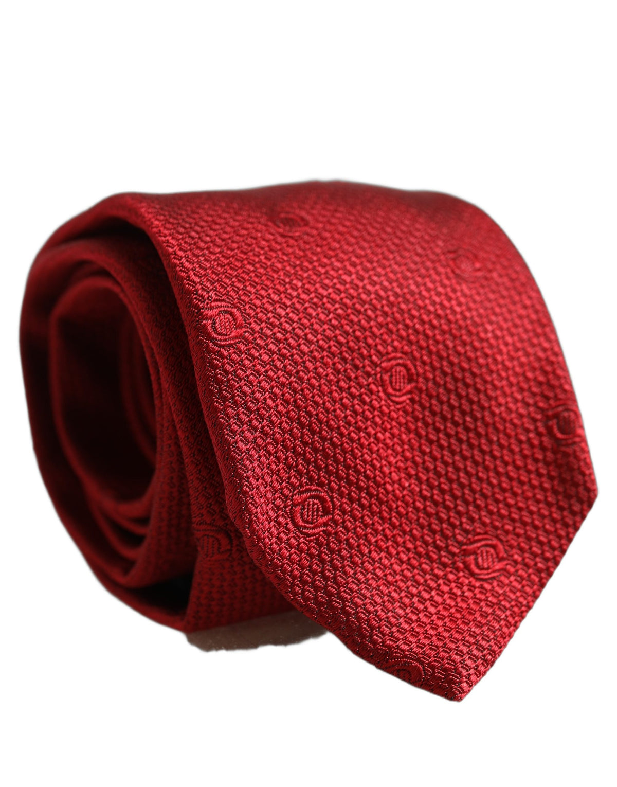 Dolce & Gabbana Red Silk Textured Pattern Adjustable Tied Men Necktie Tie