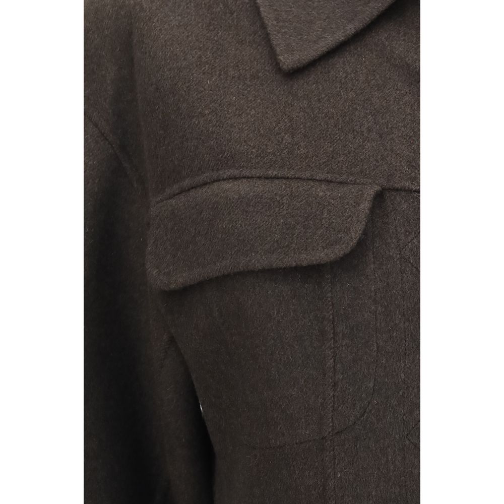 Max Mara Brown Wool Full-Length Jacket