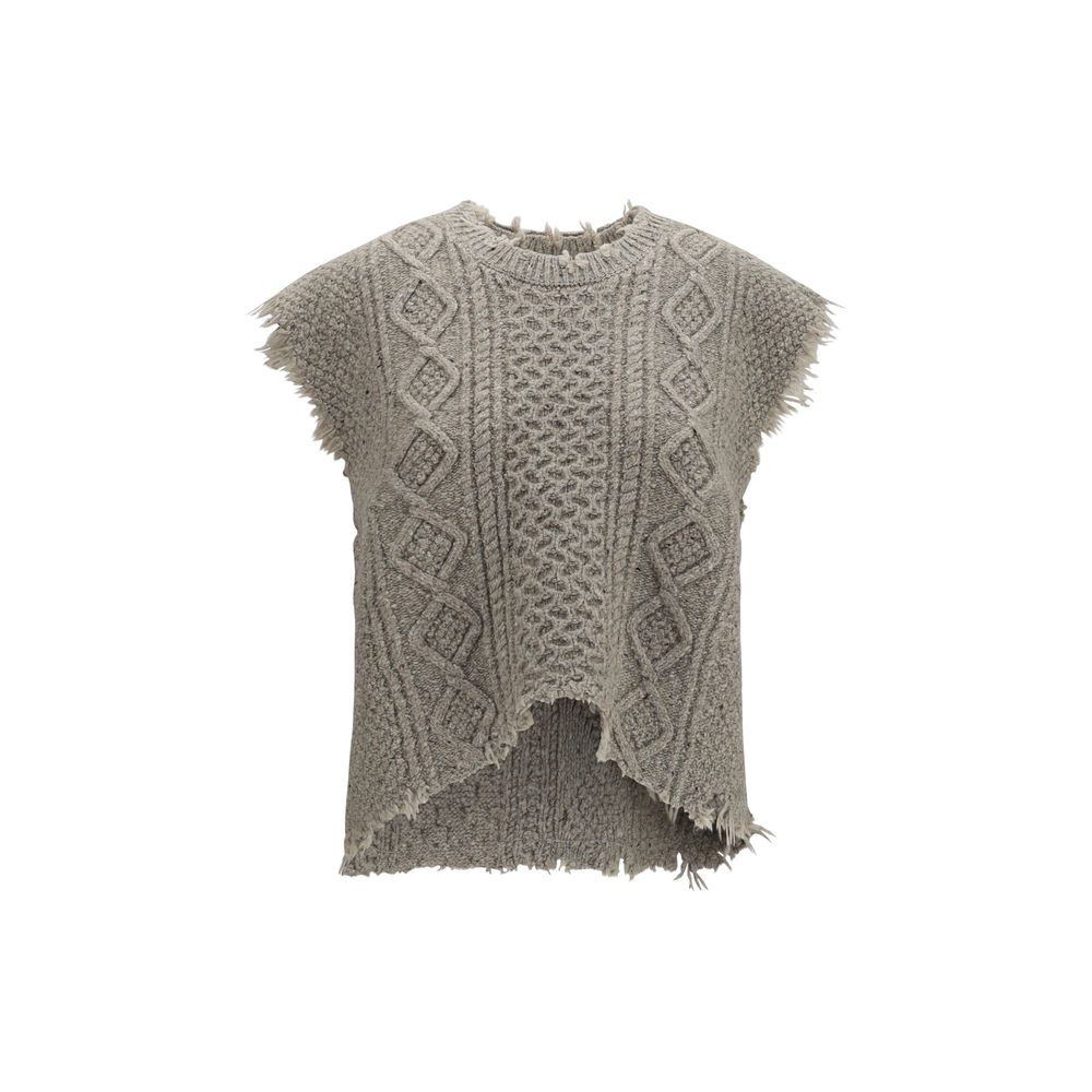 R13 Beige Wool Sleeveles Sweater