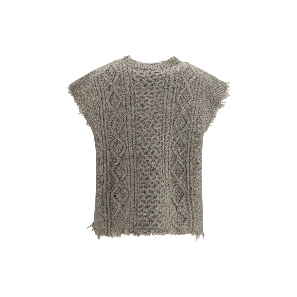 R13 Beige Wool Sleeveles Sweater