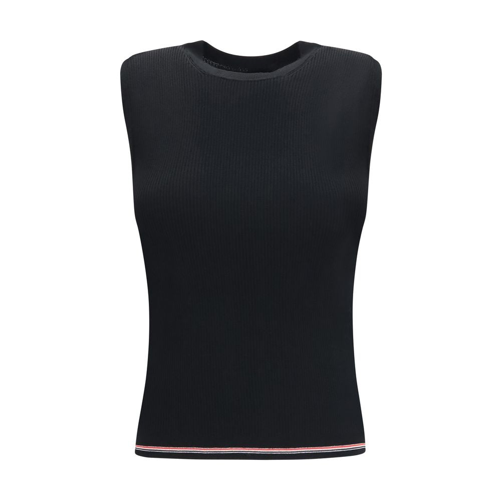 Thom Browne Black Wool Sleeveles T-Shirt
