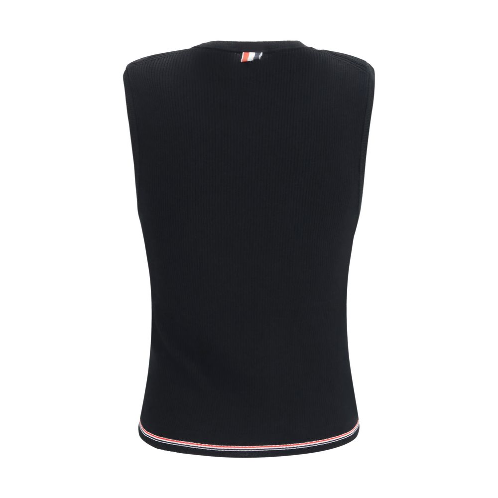 Thom Browne Black Wool Sleeveles T-Shirt