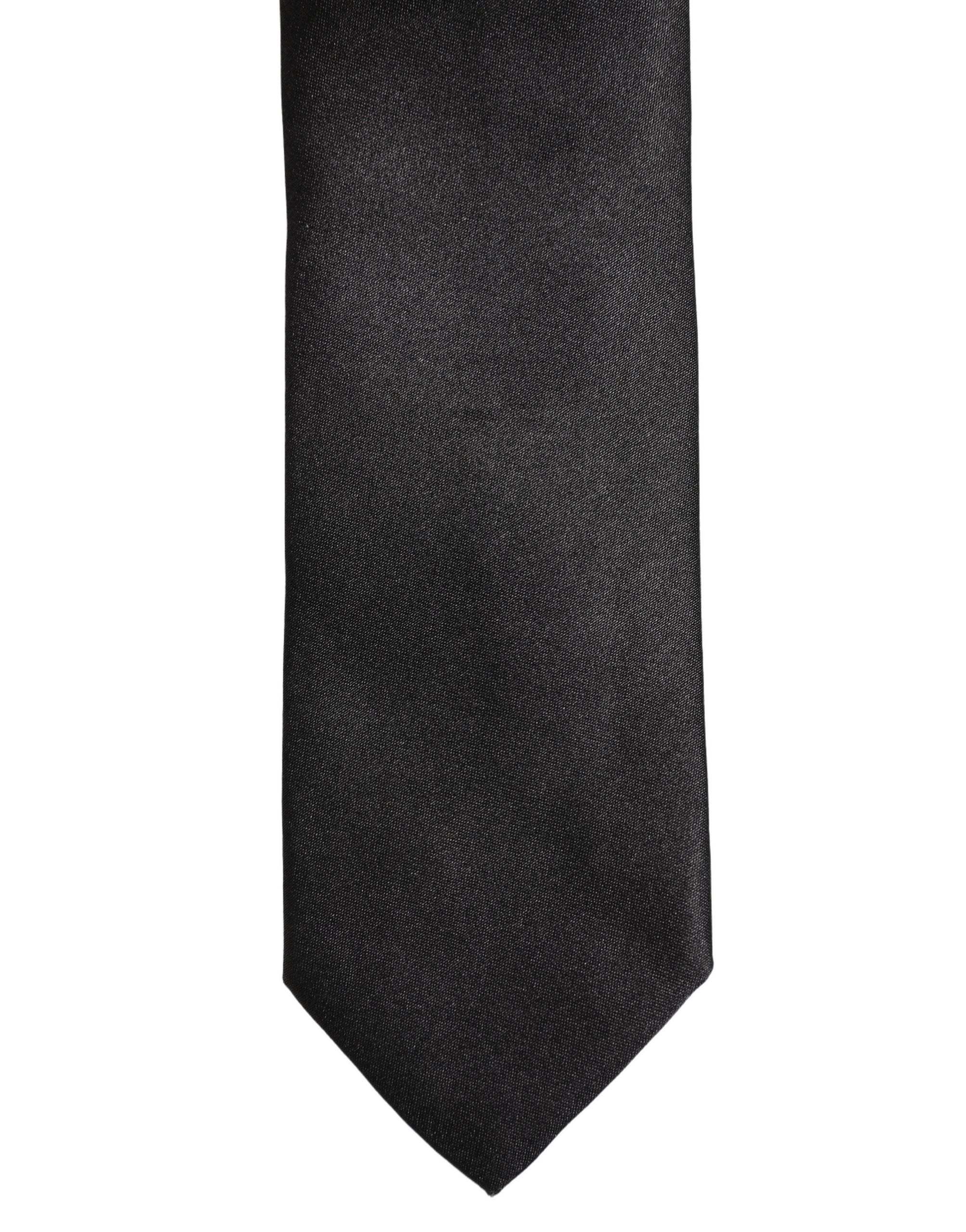 Dolce & Gabbana Black Satin 100% Silk Adjustable Tied Men Necktie Tie