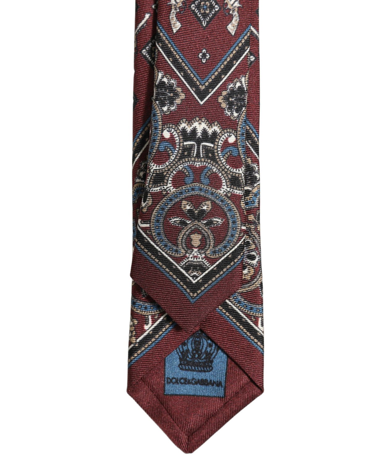 Dolce & Gabbana Bordeaux Printed 100% Silk Adjustable Men Necktie Tie