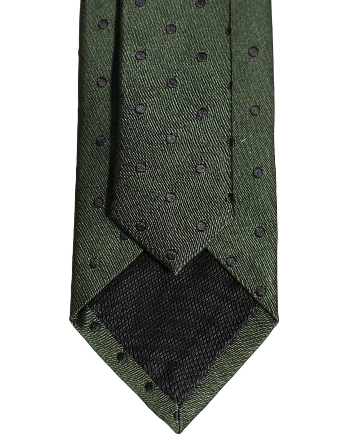 Dolce & Gabbana Men Dark Green Silk Polka Dot Adjustable Tied Necktie Tie