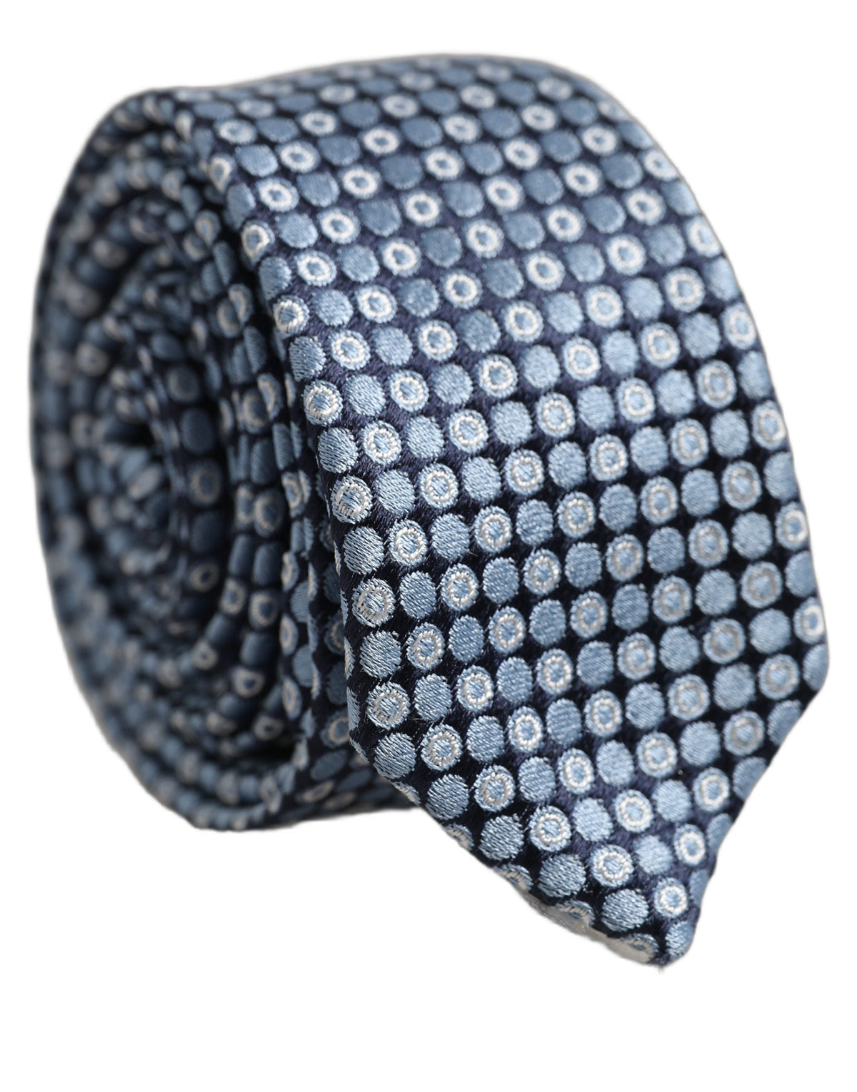 Dolce & Gabbana Blue Circle Pattern Silk Adjustable Necktie Accessory Tie