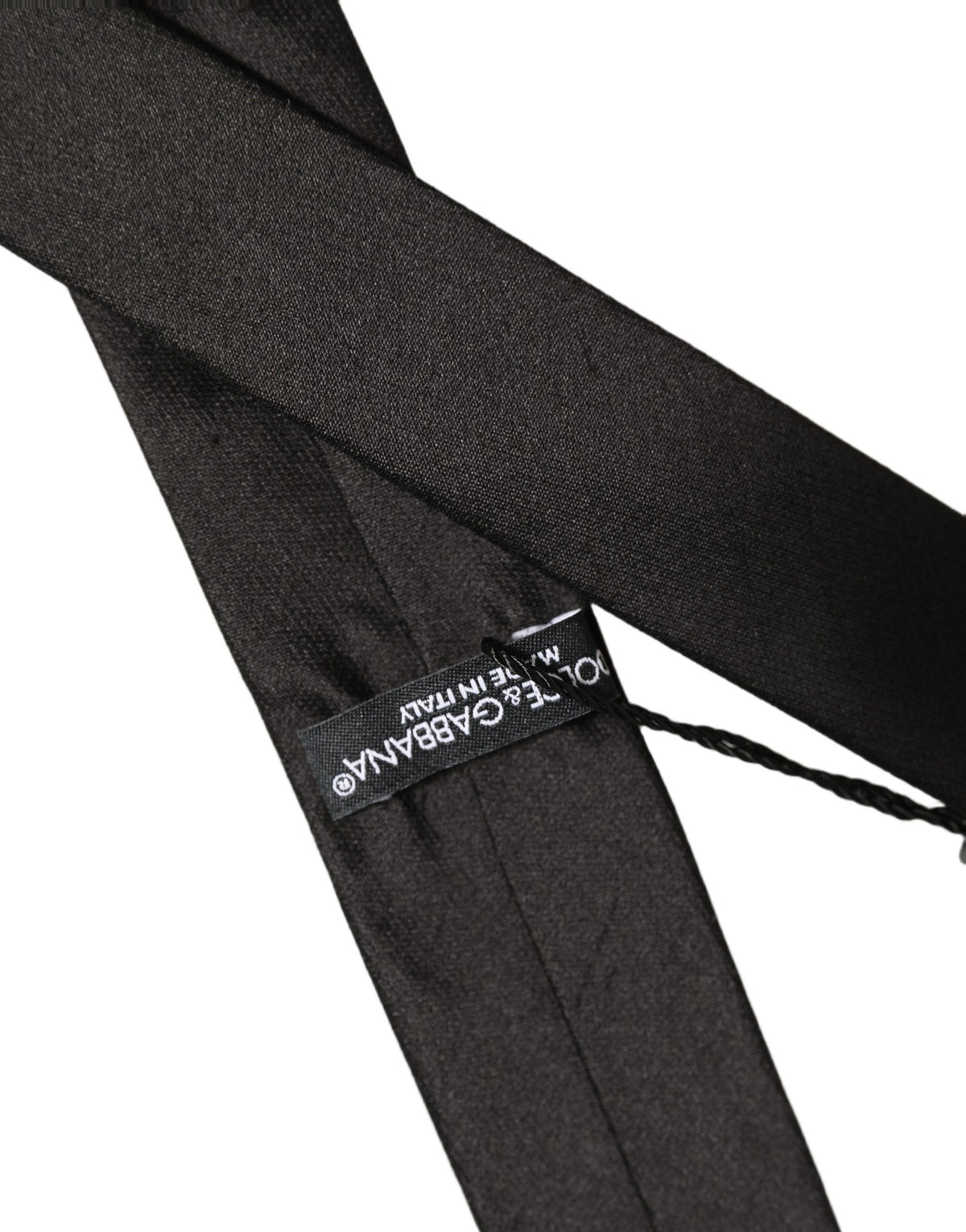 Dolce & Gabbana Black Satin Textured Adjustable Necktie Men Accessory Tie