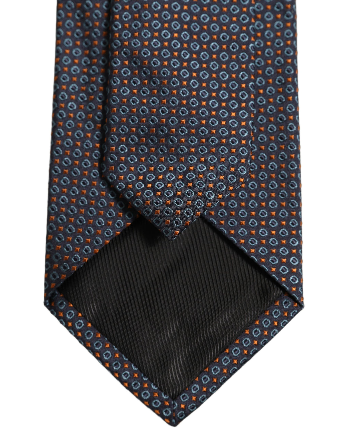 Dolce & Gabbana Dark Blue Geometric Silk Adjustable Necktie Accessory Tie