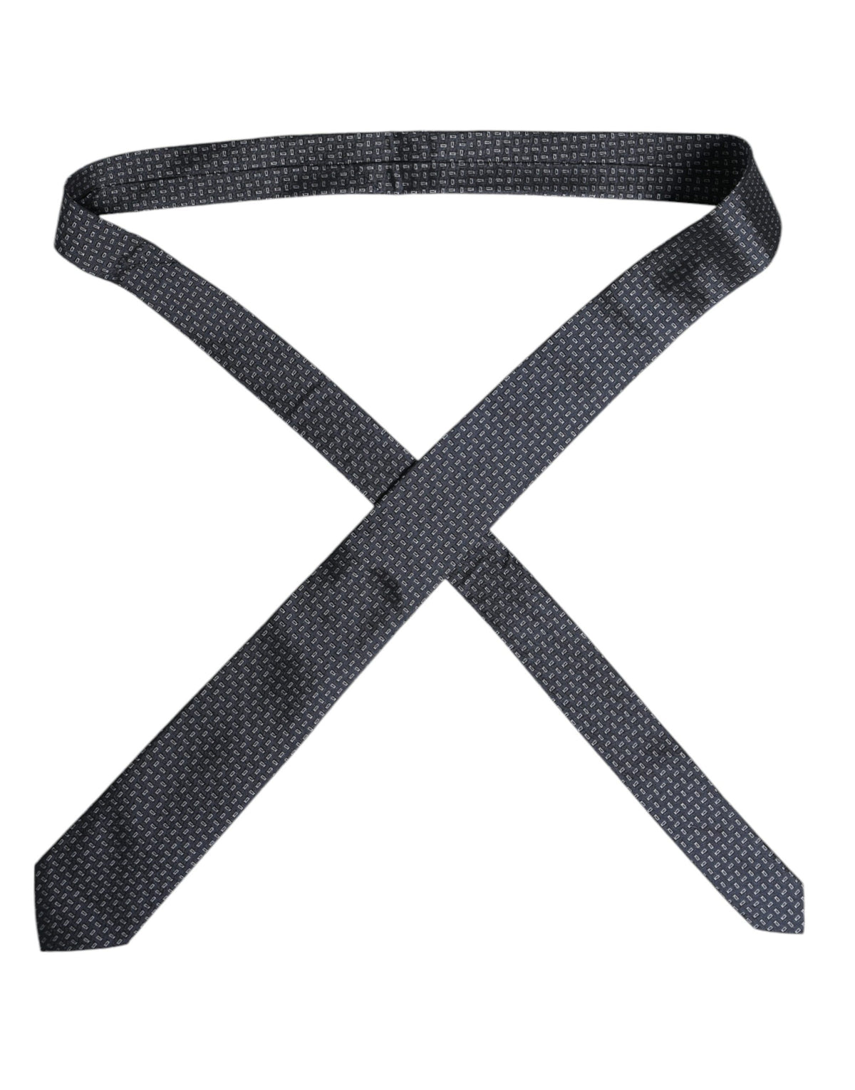 Dolce & Gabbana Dark Blue Silk Geometric Adjustable Tied Necktie Tie