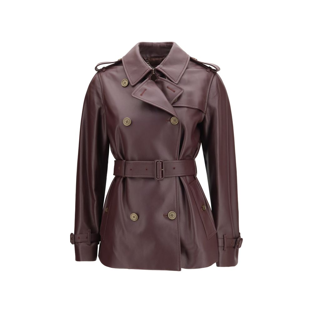 Burberry Bordeaux Leather Coat