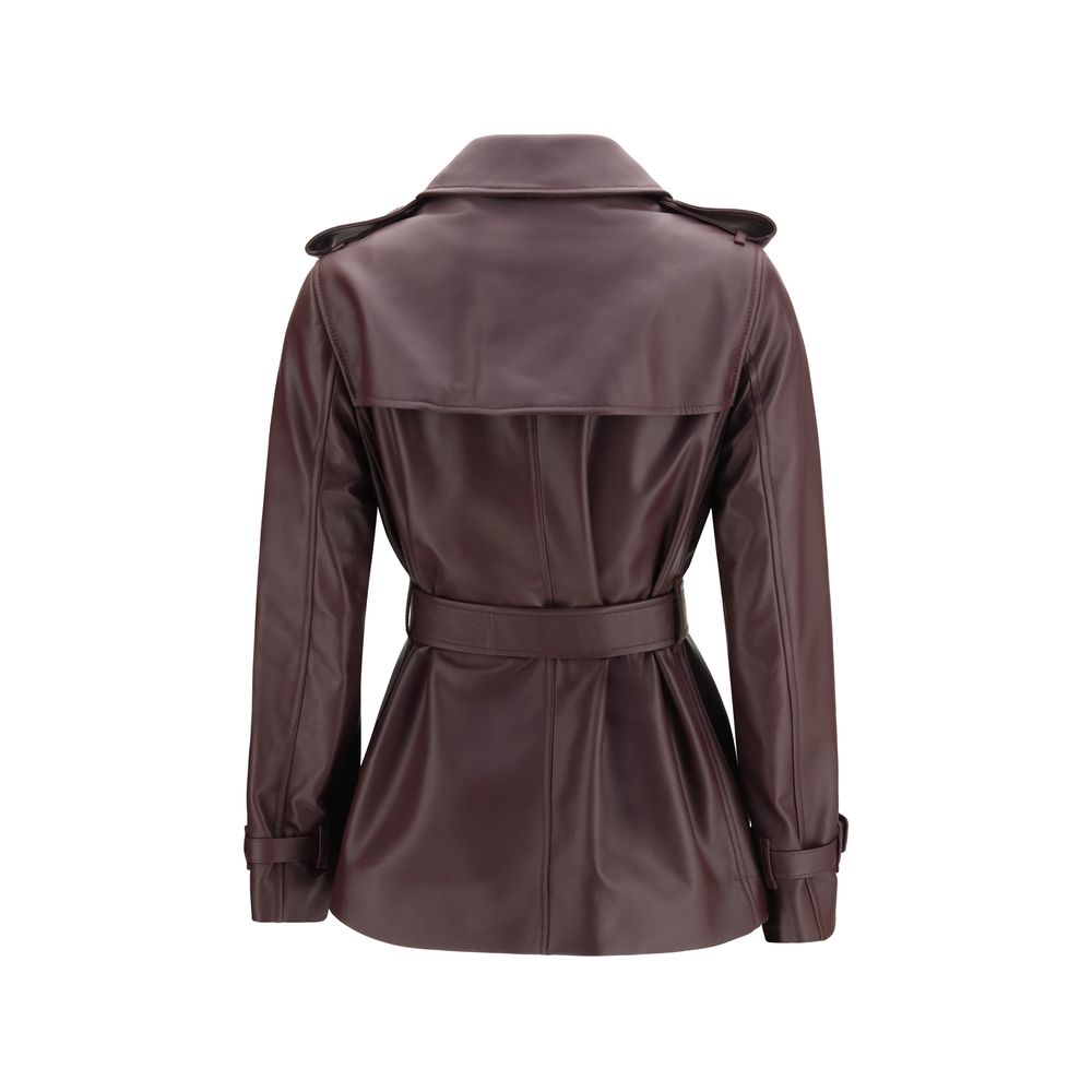 Burberry Bordeaux Leather Coat