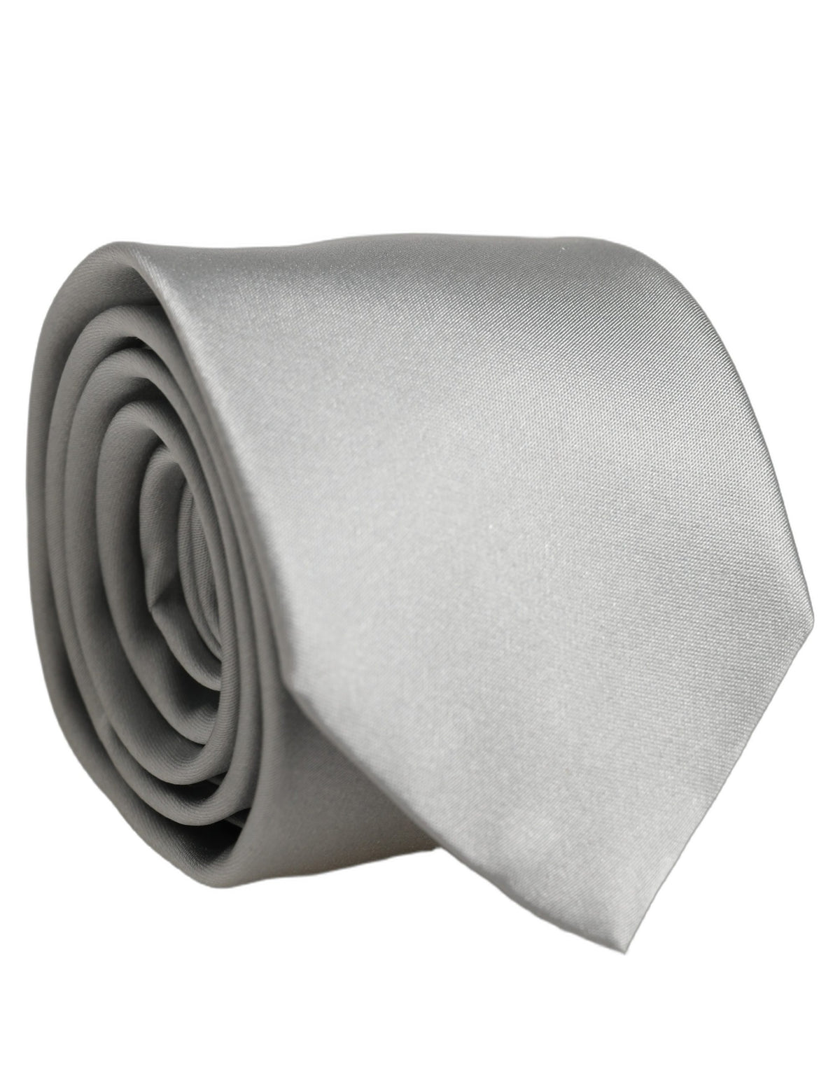 Dolce & Gabbana Gray Satin 100% Silk Adjustable Tied Men Necktie Tie