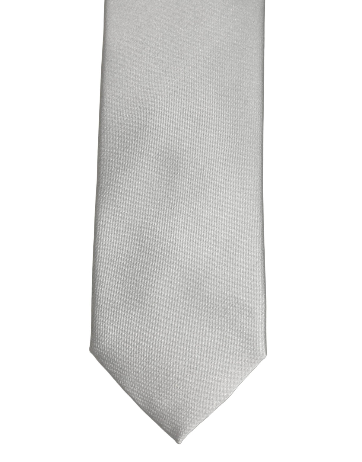 Dolce & Gabbana Gray Satin 100% Silk Adjustable Tied Men Necktie Tie