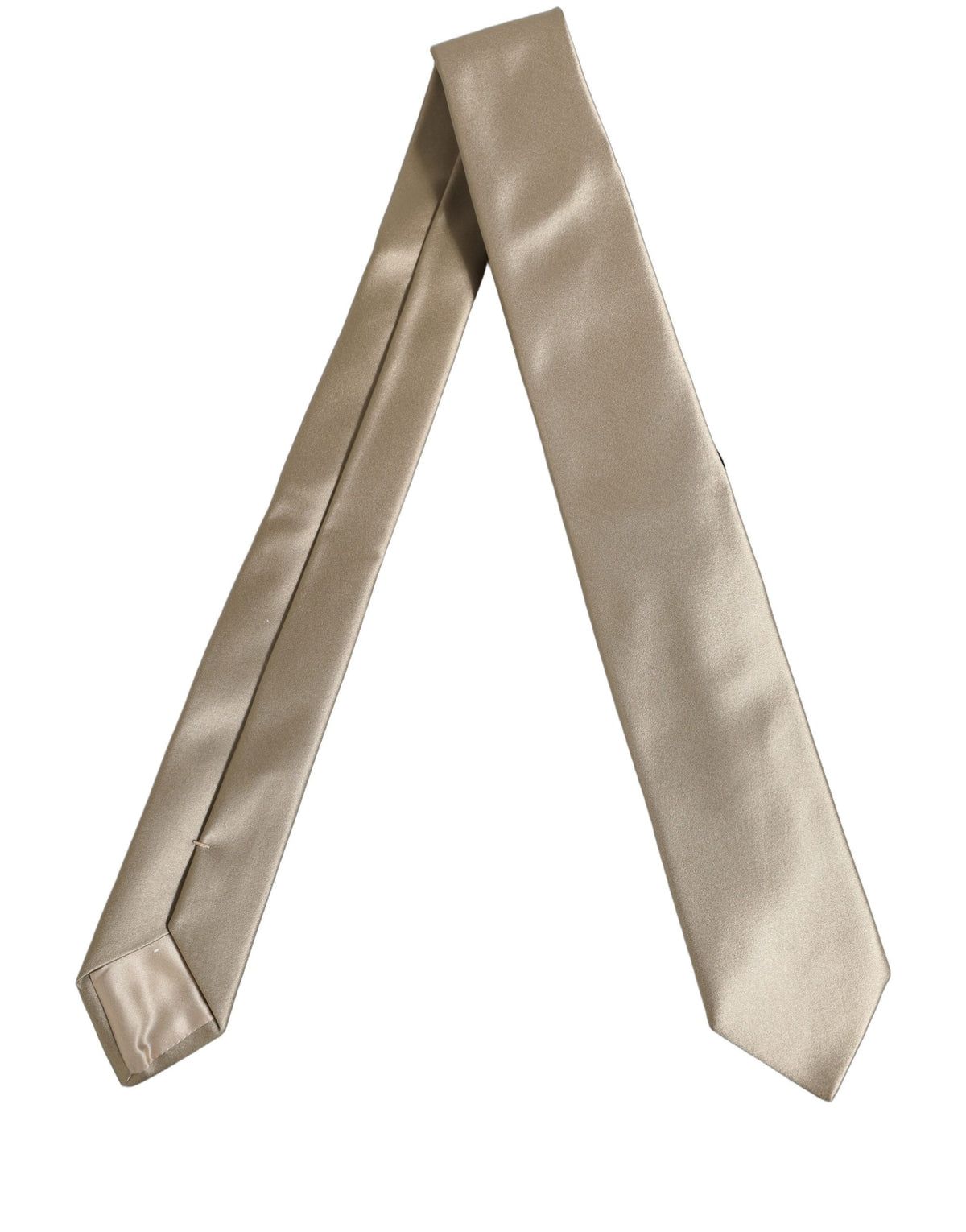 Dolce & Gabbana Beige Satin Silk Adjustable Tied Necktie Accessory Tie