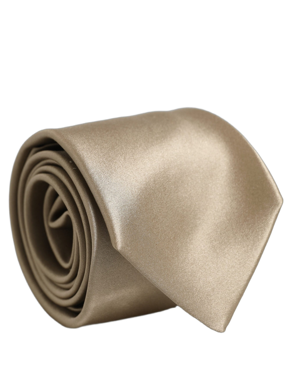 Dolce & Gabbana Beige Satin Silk Adjustable Tied Necktie Accessory Tie
