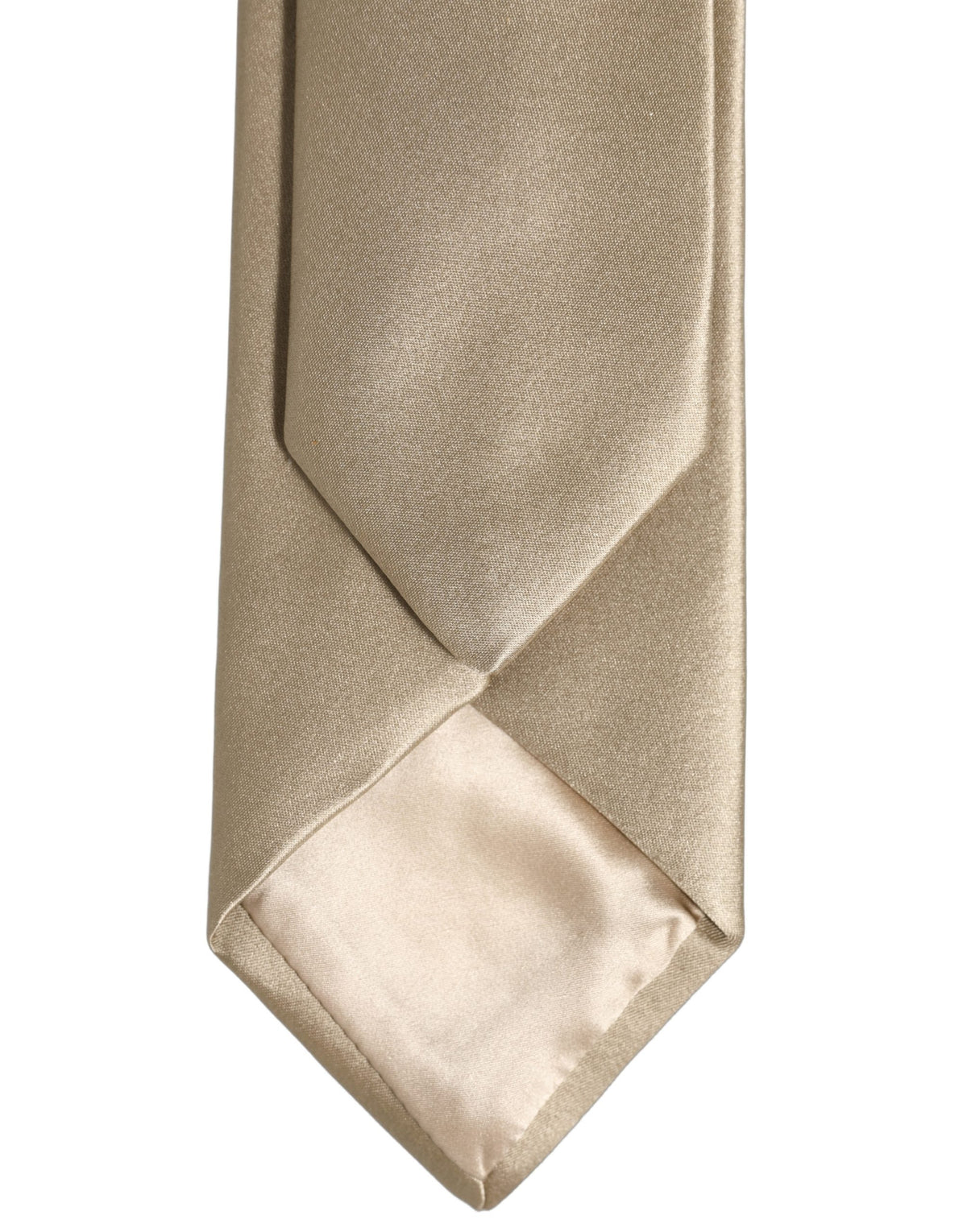 Dolce & Gabbana Beige Satin Silk Adjustable Tied Necktie Accessory Tie