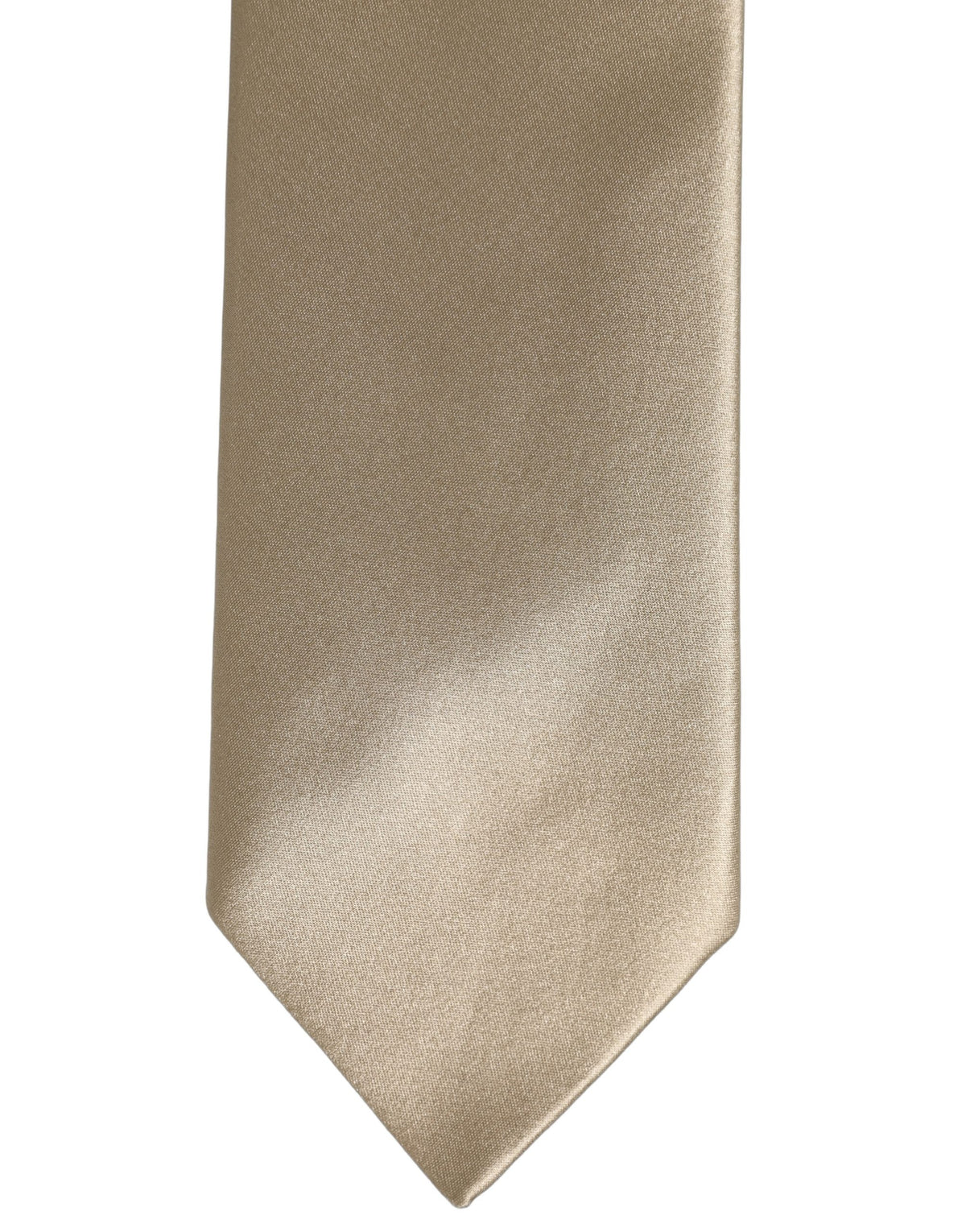 Dolce & Gabbana Beige Satin Silk Adjustable Tied Necktie Accessory Tie