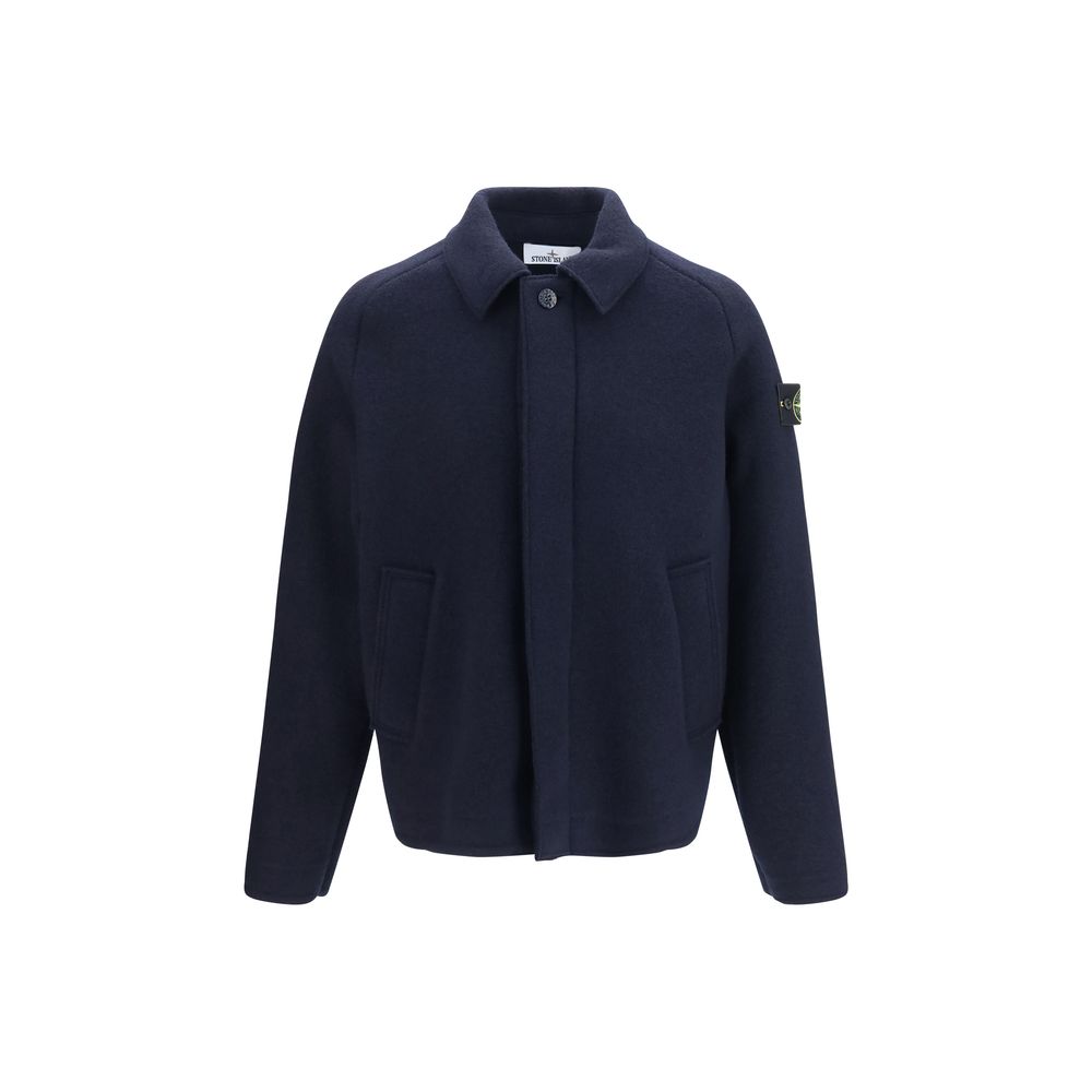 Stone Island Blue Wool Jacket