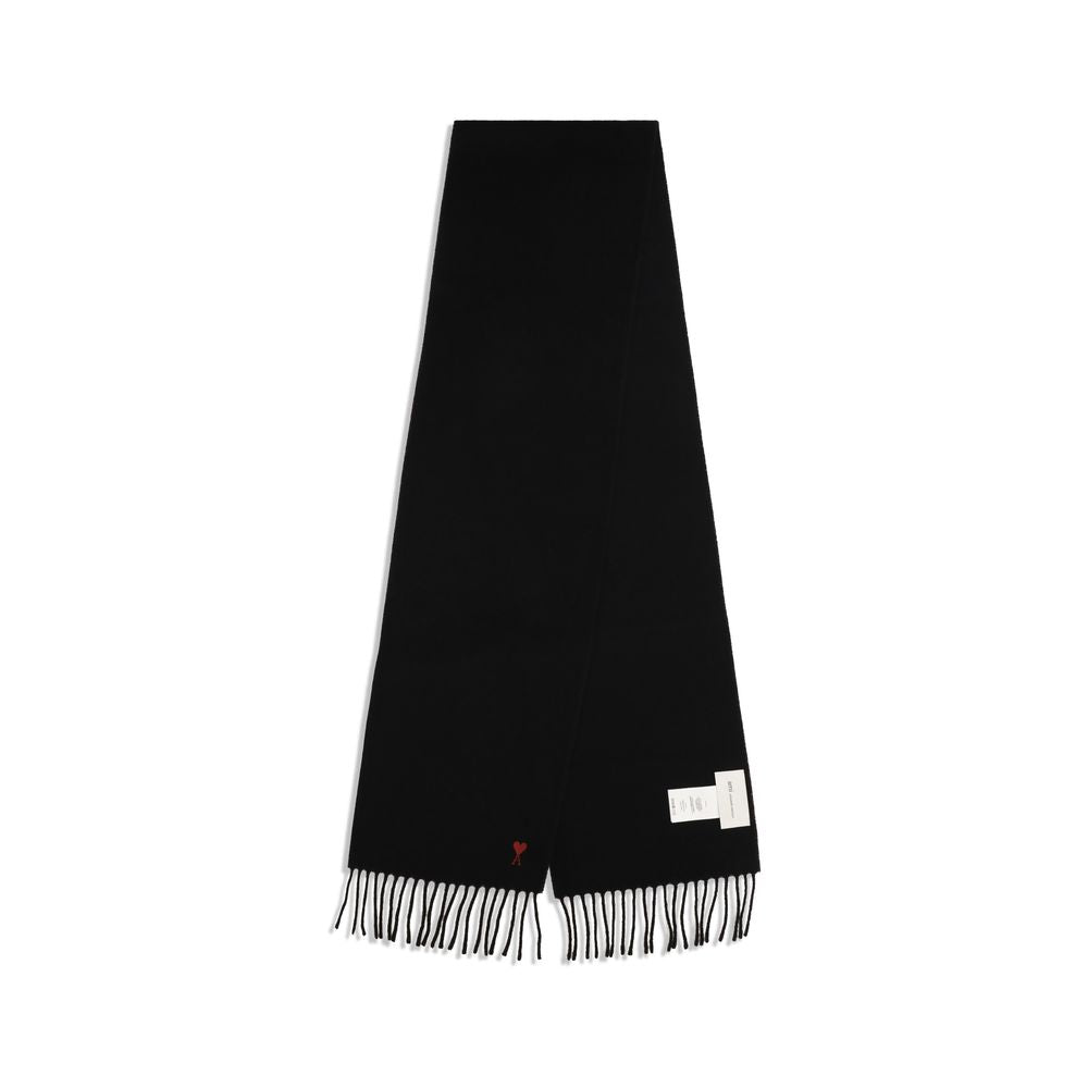 Ami Paris Black Wool Scarf