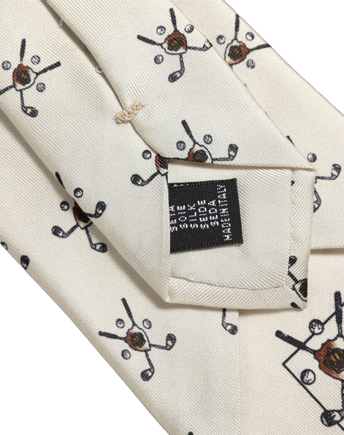 Dolce & Gabbana Off White Printed Silk Adjustable Necktie Accessory Tie