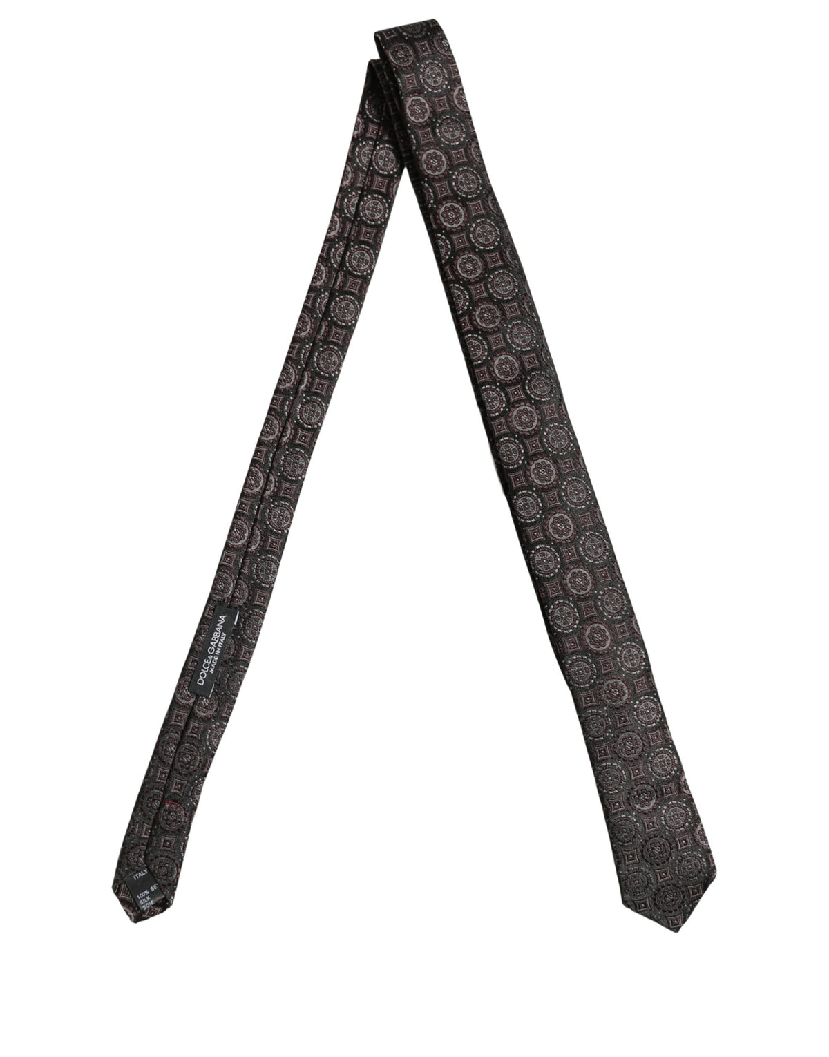 Dolce & Gabbana Dark Purple Geometric Adjustable Necktie Accessory Tie