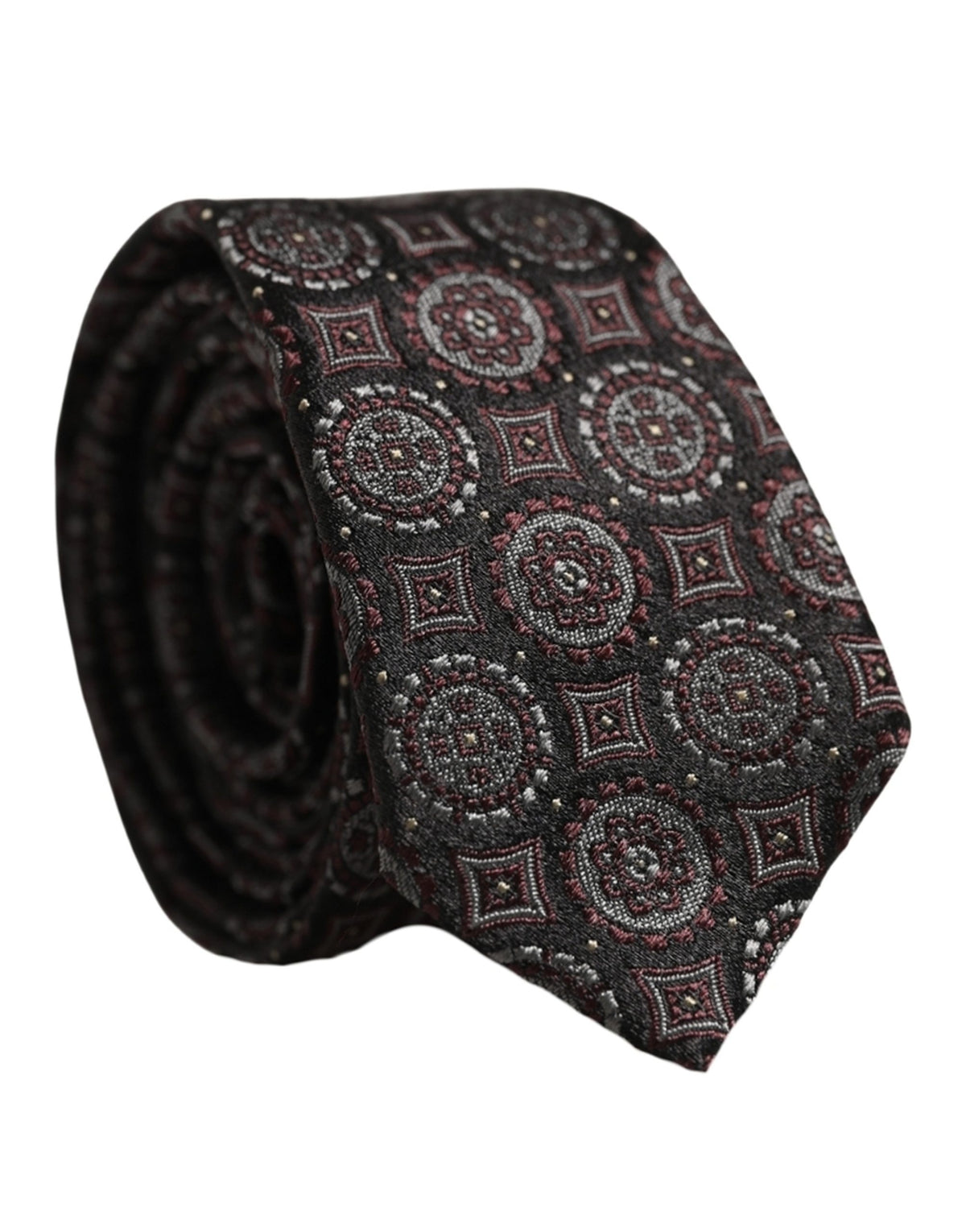 Dolce & Gabbana Dark Purple Geometric Adjustable Necktie Accessory Tie