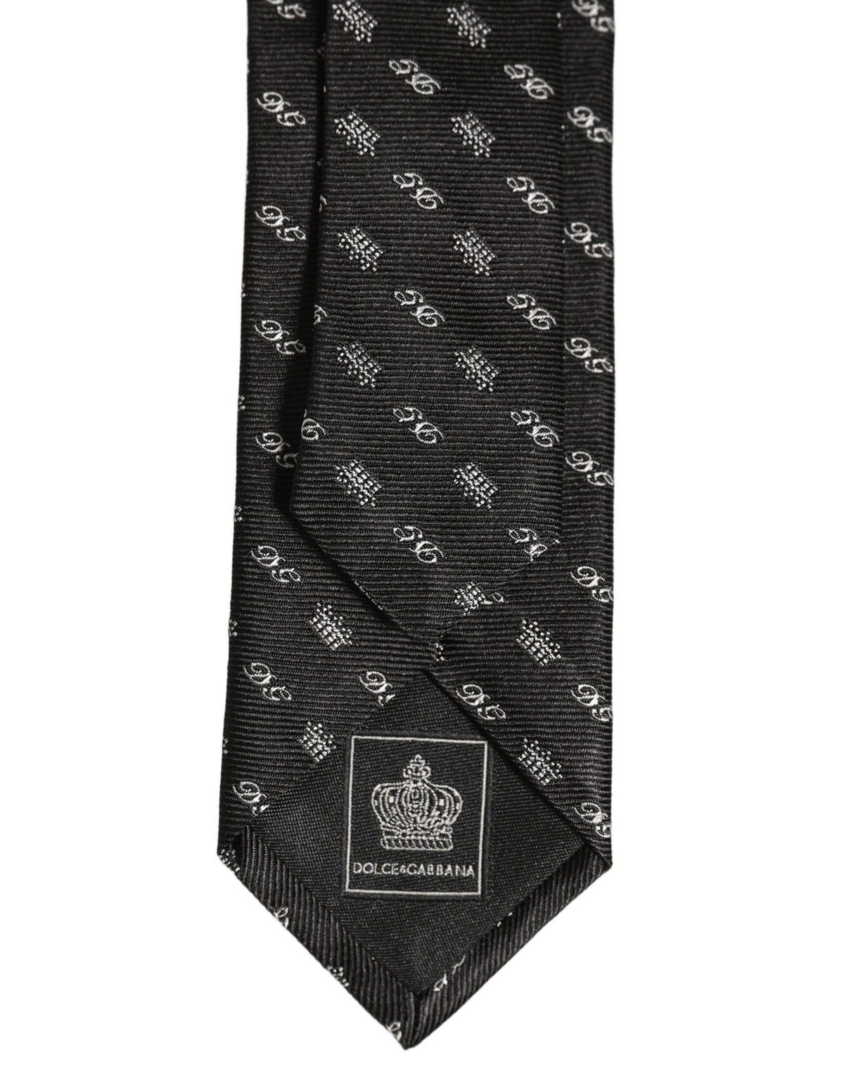 Dolce & Gabbana Black White DG Crown Adjustable Men Necktie Accessory Tie