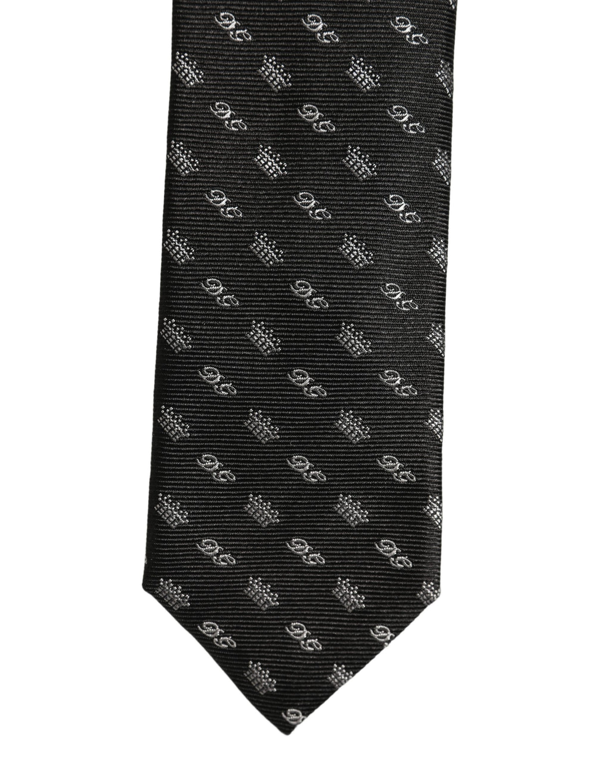 Dolce & Gabbana Black White DG Crown Adjustable Men Necktie Accessory Tie