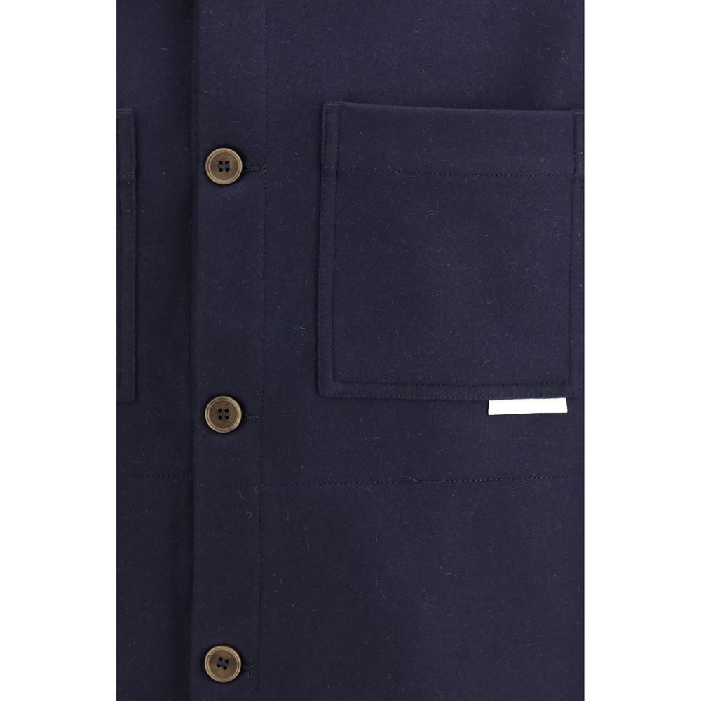 GR10K Blue Wool Full-Length Jacket