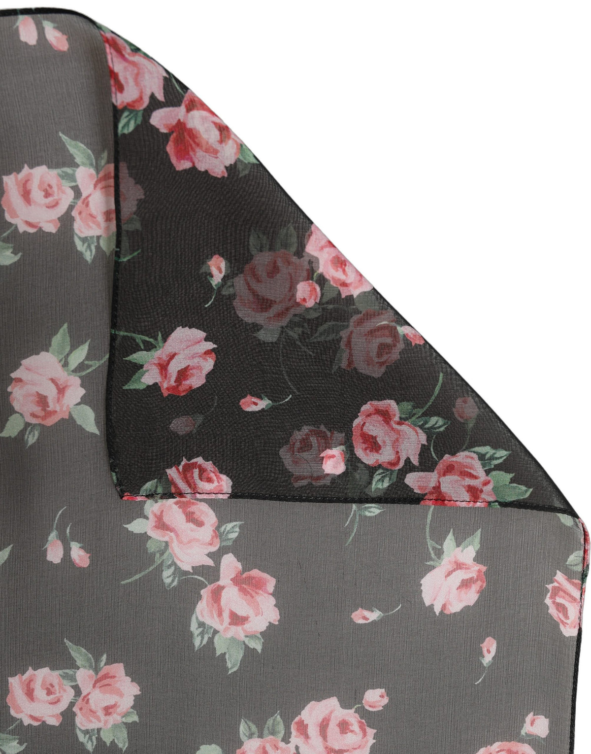 Dolce & Gabbana Black Silk Floral Chiffon Long Stole Scarf