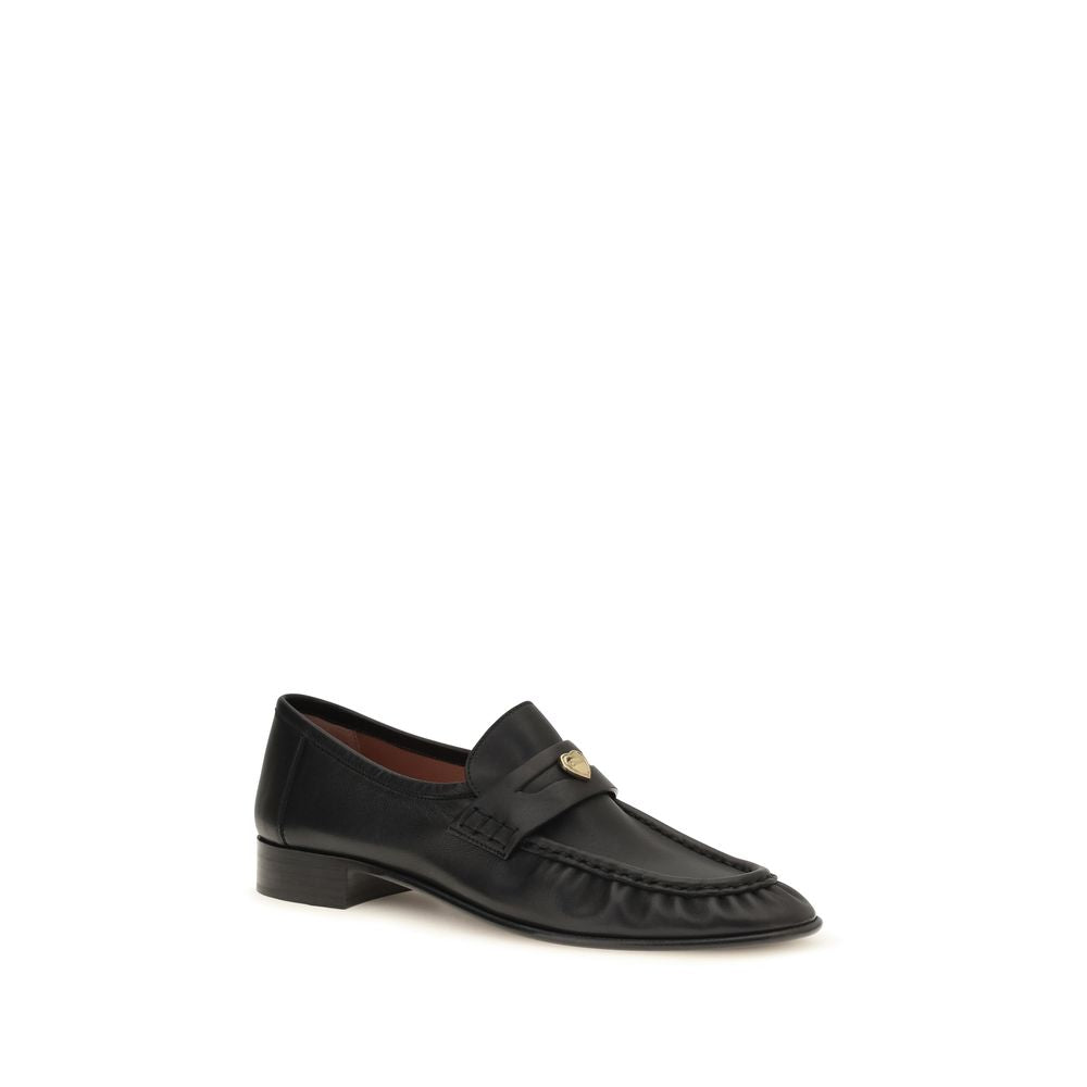 Chloé Black Leather Slip-On Loafers