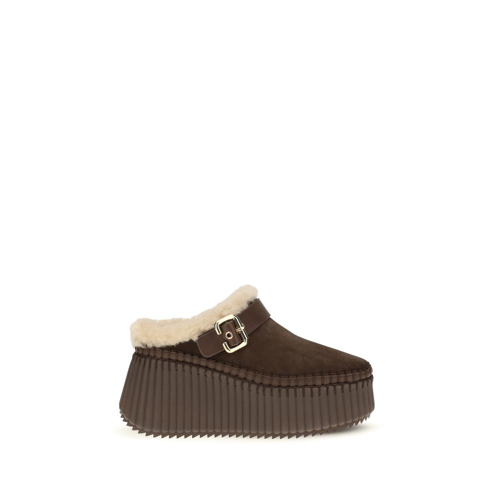 Chloé Brown Leather Mules