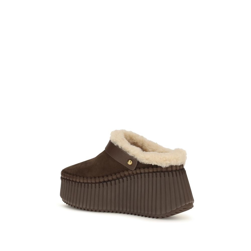 Chloé Brown Leather Mules