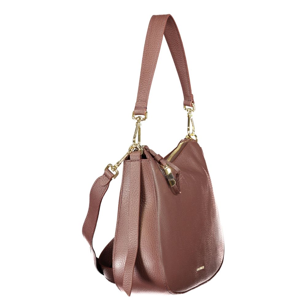 Coccinelle Brown Leather Women's Bag with Removable Strap and Internal Pocket