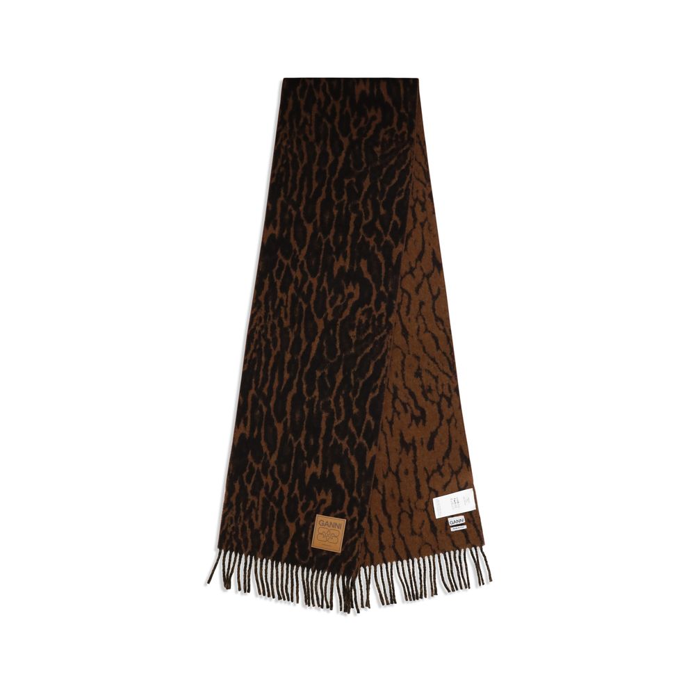 Ganni Brown Wool Scarf