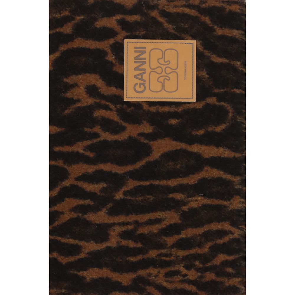 Ganni Brown Wool Scarf