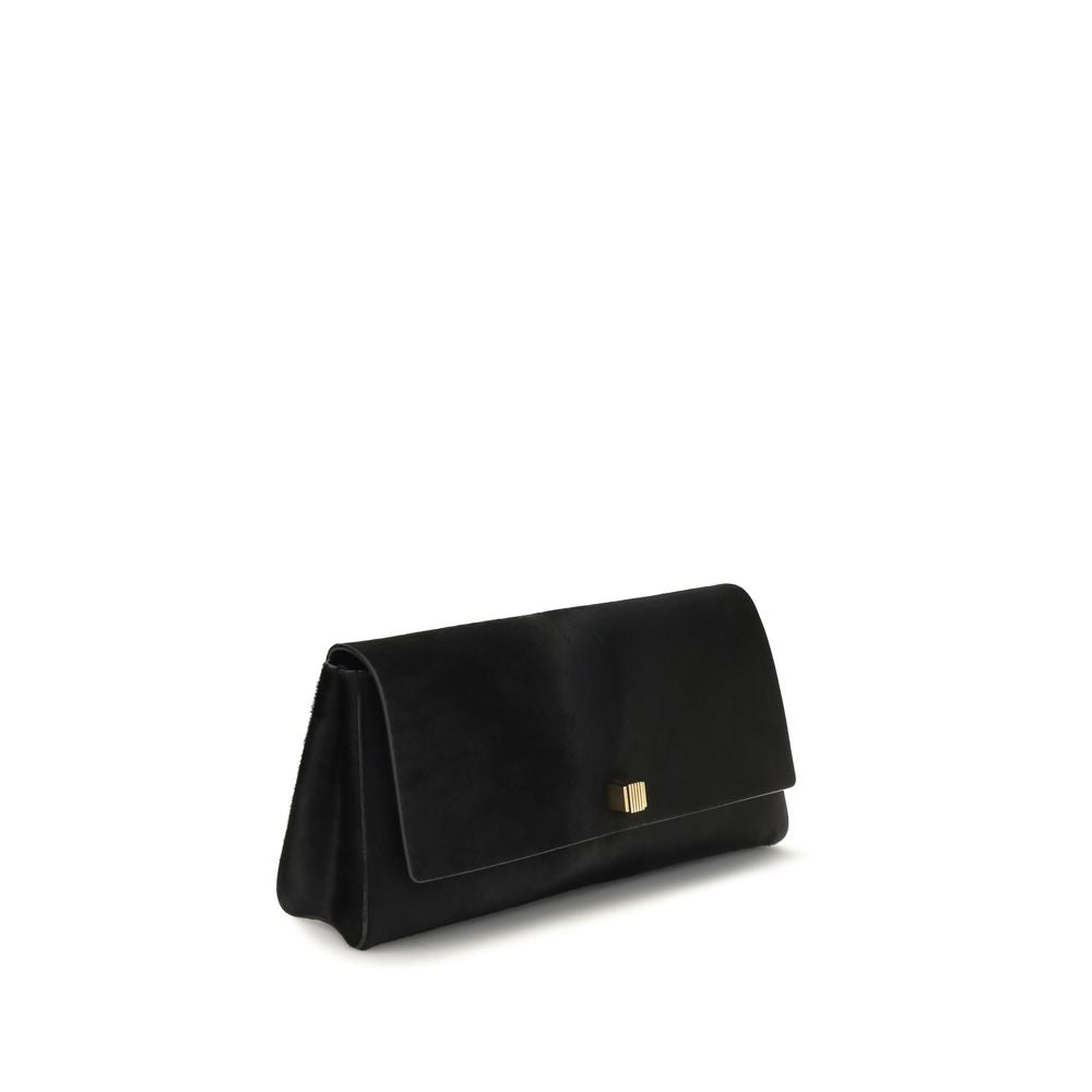 Khaite Black Leather Clutch Bag