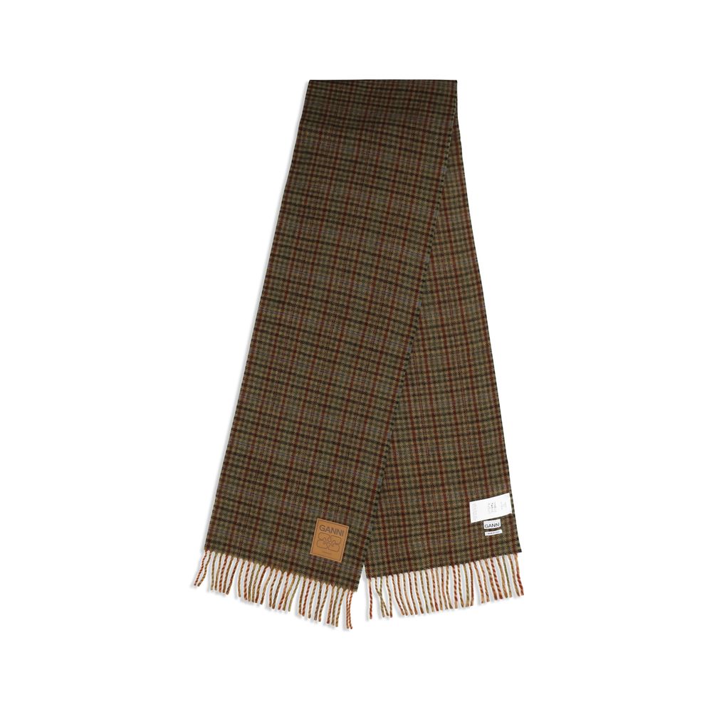 Ganni Brown Wool Scarf
